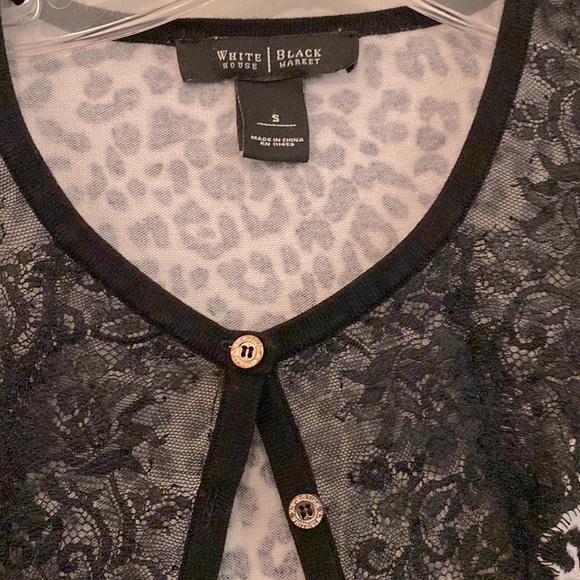 White House Black Market Animal Print lace Cardigan Size S, 3/4 Sleeve - Picture 3 of 5